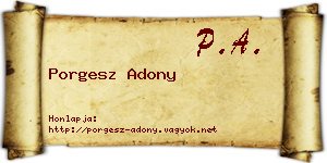 Porgesz Adony névjegykártya